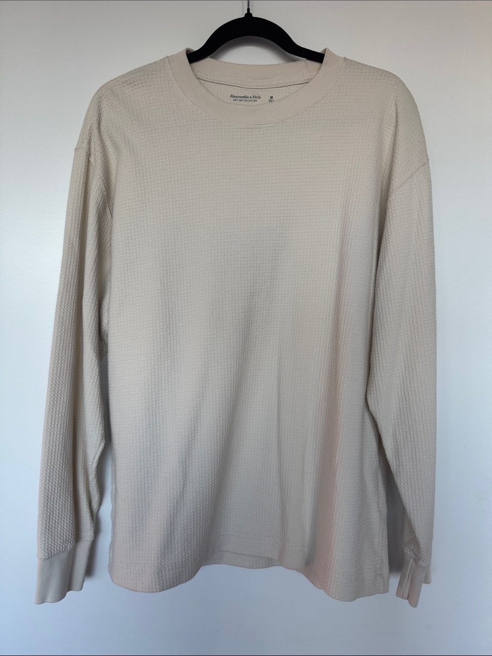 Abercrombie & Fitch Men’s Long Sleeve Waffle Crewneck Shirt - Beige
